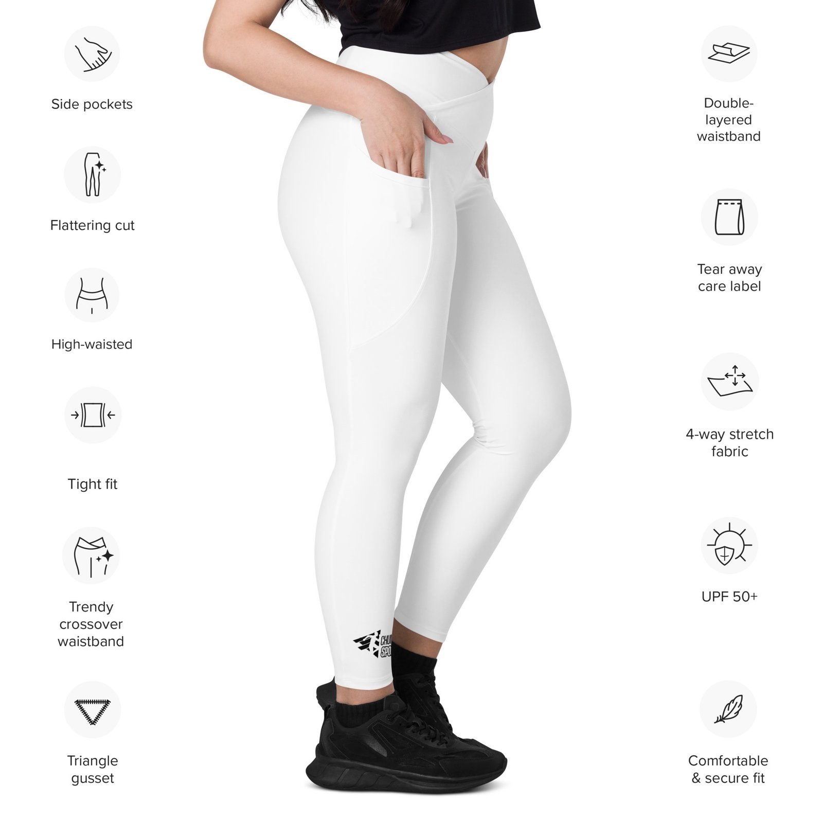 Crossover leggings with pockets
